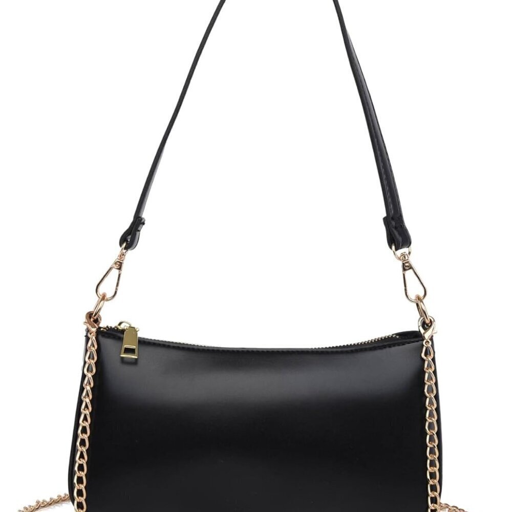 Small Shoulder Bag for Women Zipper Closure Vegan Leather Crossbody Purse Tote